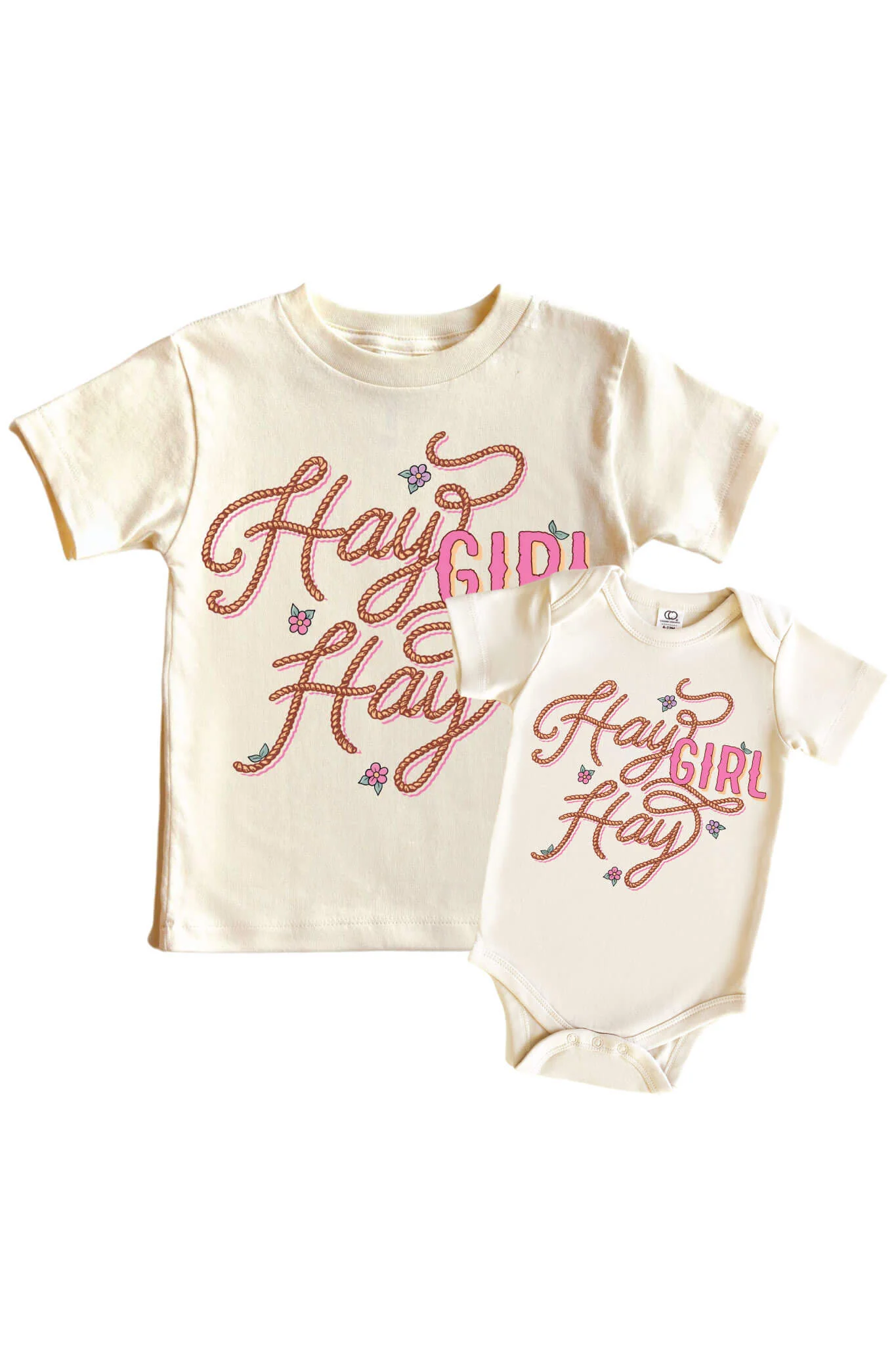 Hay Girl Hay Graphic Bodysuit & Kids Tee | Natural