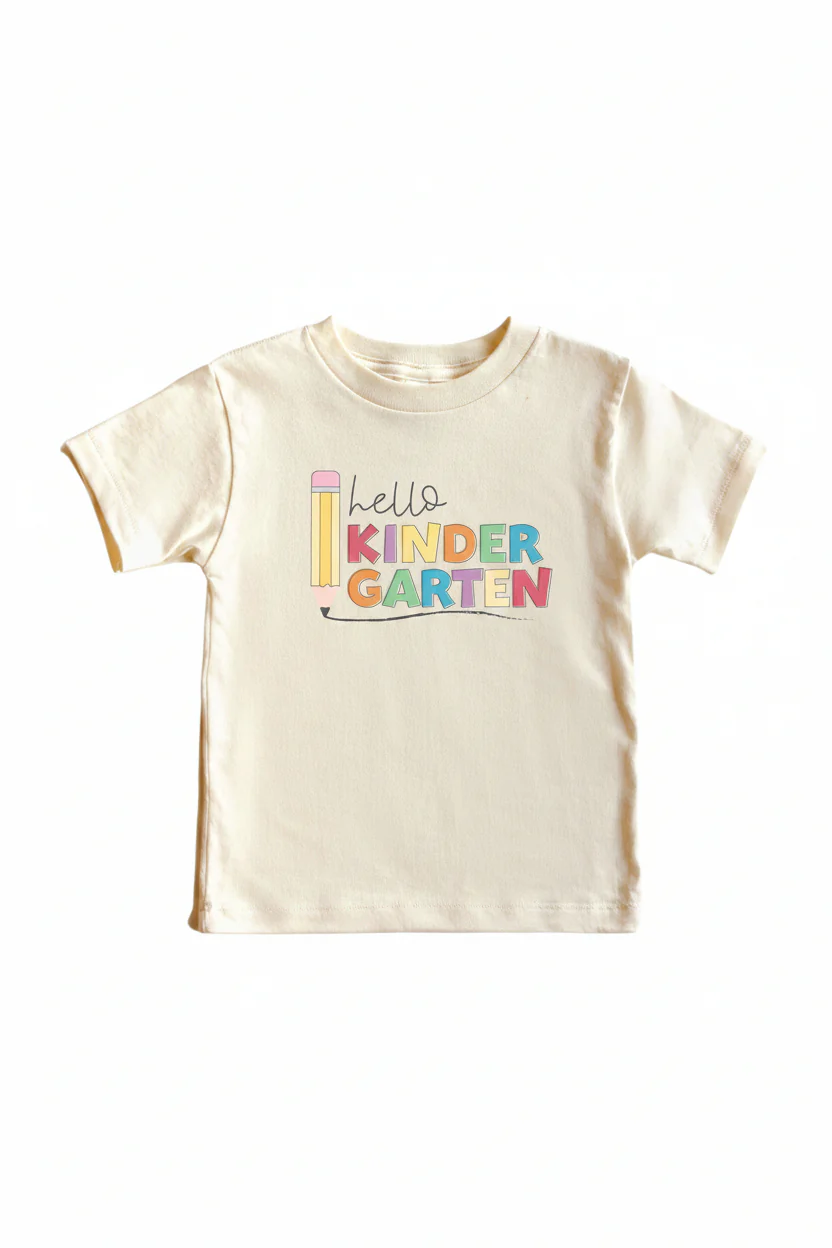 Hello New Grade Pencil Kids Graphic Tee | Natural - Image 2