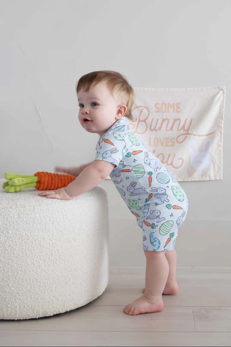 Hoppy Spring Button Romper | Blue - Image 6