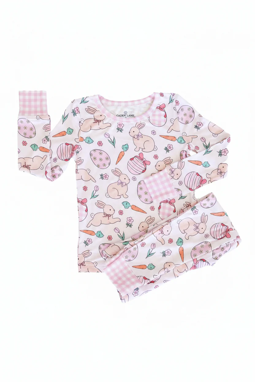 Hoppy Spring Two Piece Pajama Set | Pink - Image 2