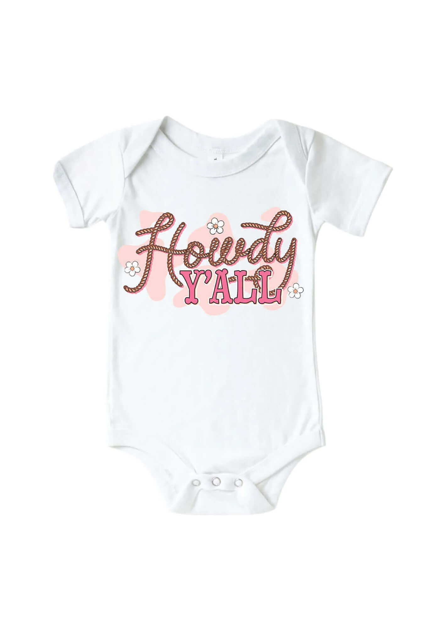 Howdy Y'all Pink Graphic Bodysuit & Kids Tee | White - Image 2