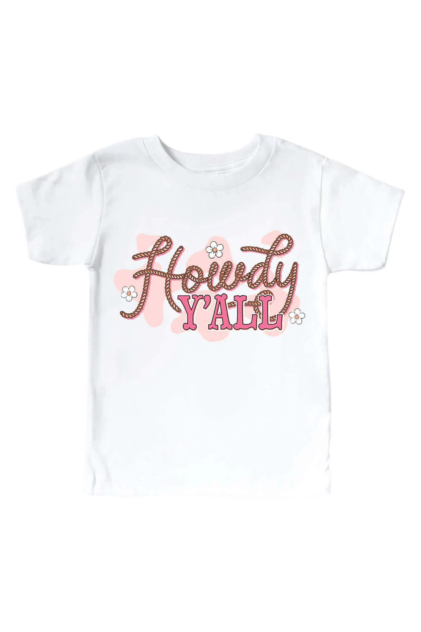 Howdy Y'all Pink Graphic Bodysuit & Kids Tee | White - Image 3