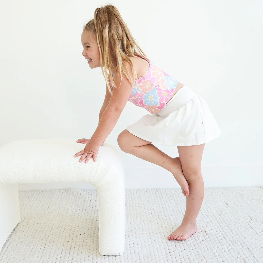 Kids CloudActive™ Athletic Pleated Skirt | White - Image 9