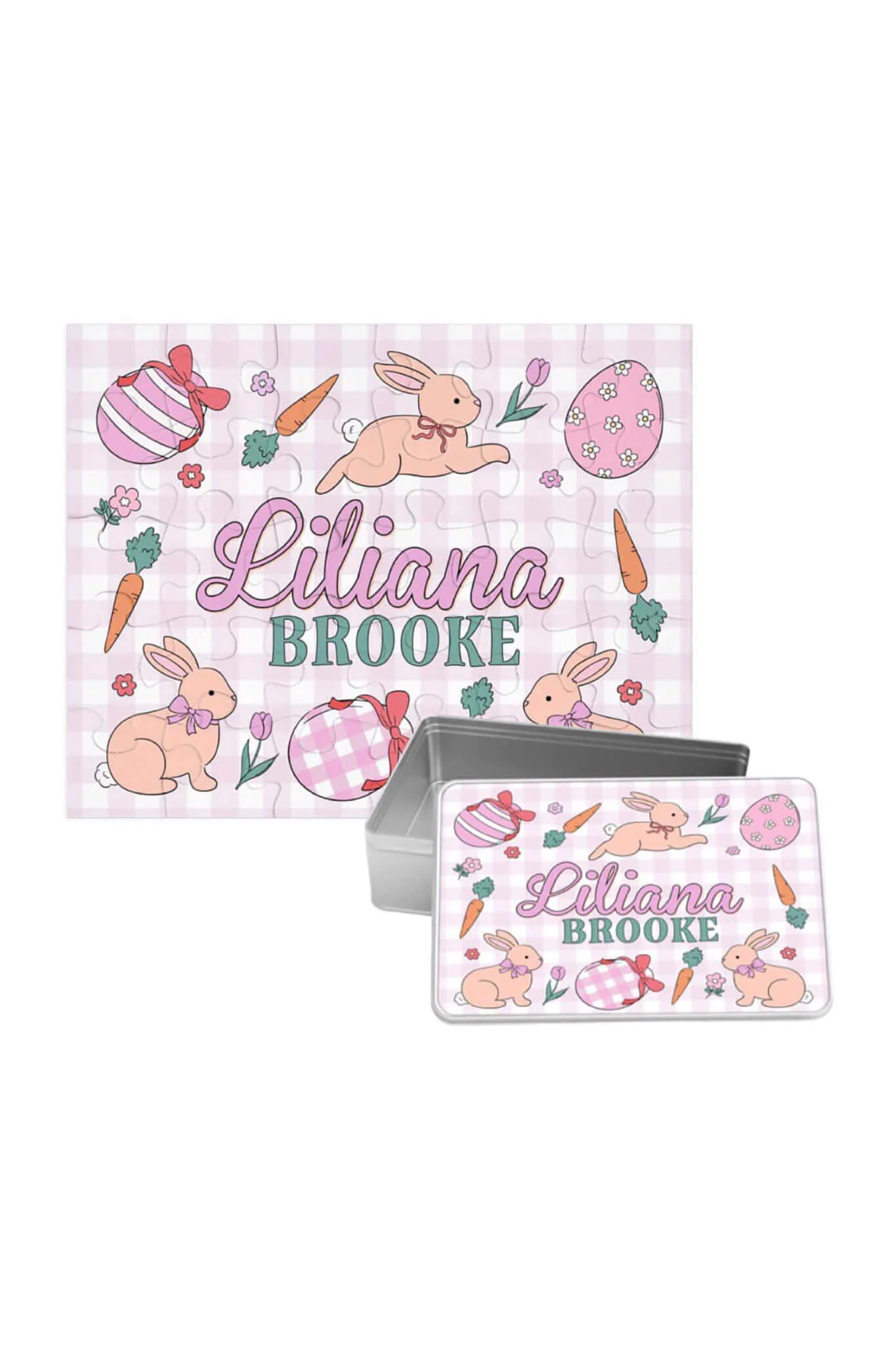 Kids Personalized 30 Piece Puzzle | Hoppy Spring Pink - Image 3