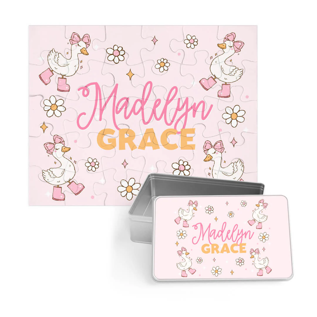 Kids Personalized 30 Piece Puzzle | Silly Goose Pink - Image 3