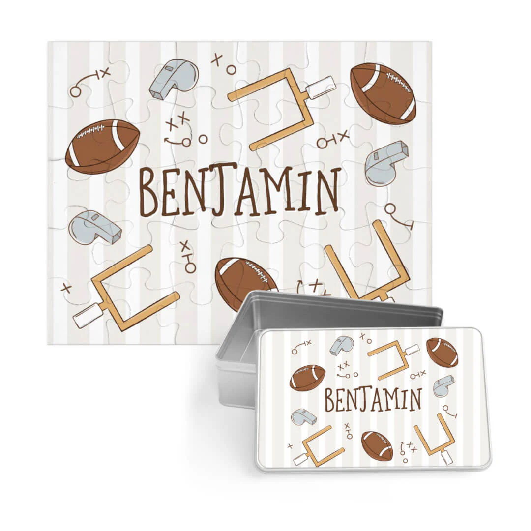 Kids Personalized 30 Piece Puzzle | Tiny Touchdowns Neutral - Image 3