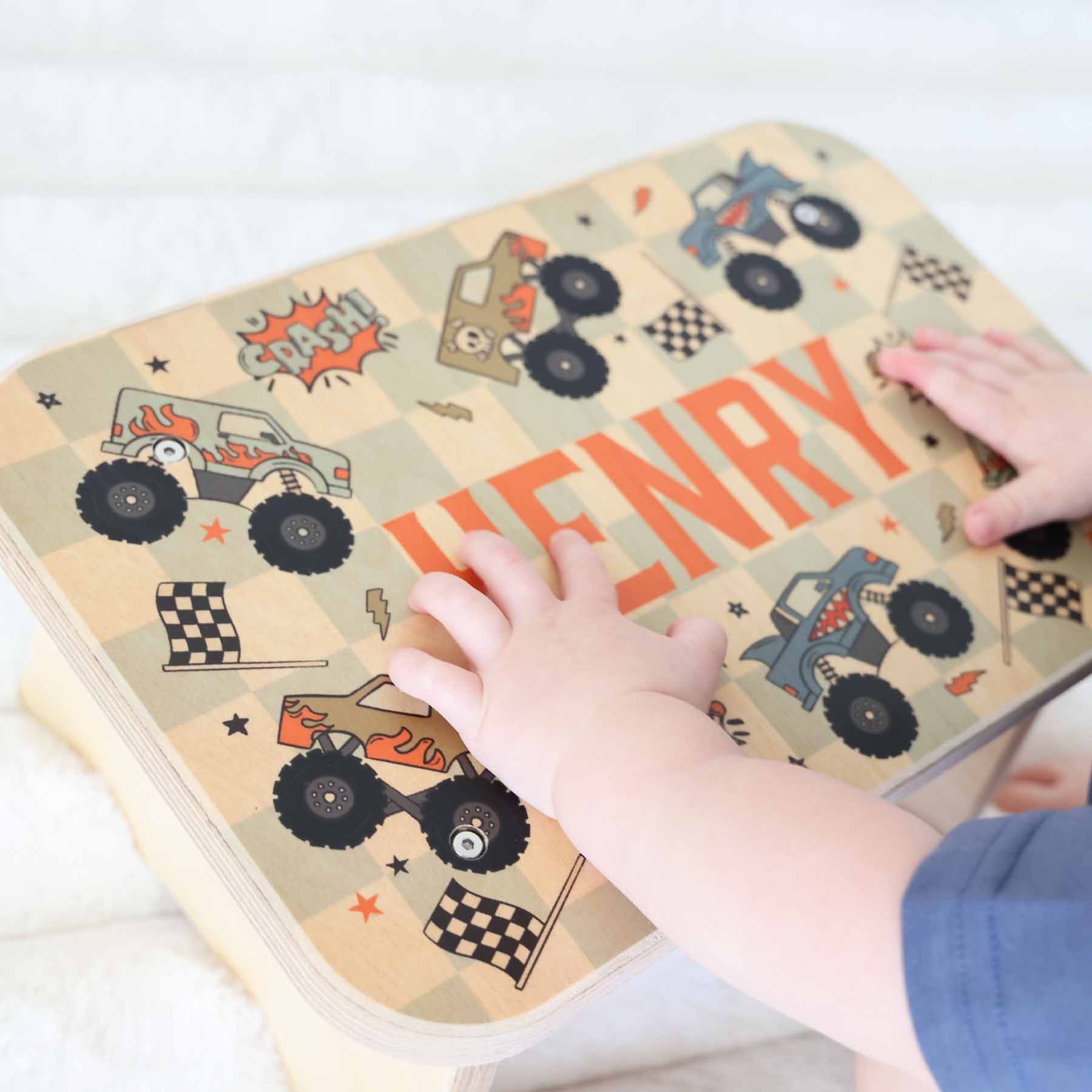 Kids Personalized Step Stool | Big Wheelin' - Image 4
