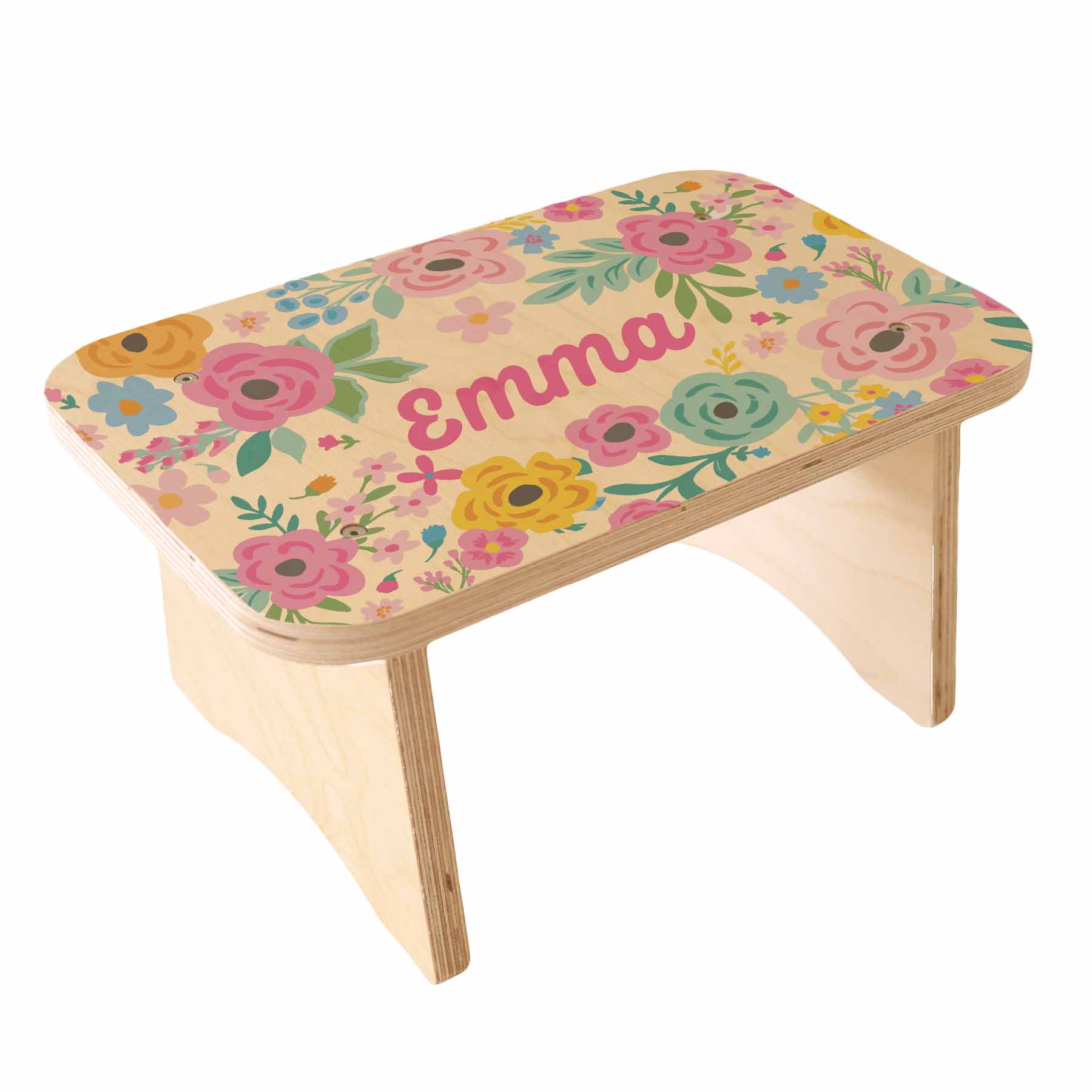 Kids Personalized Step Stool | Pretty Poppies - Image 2
