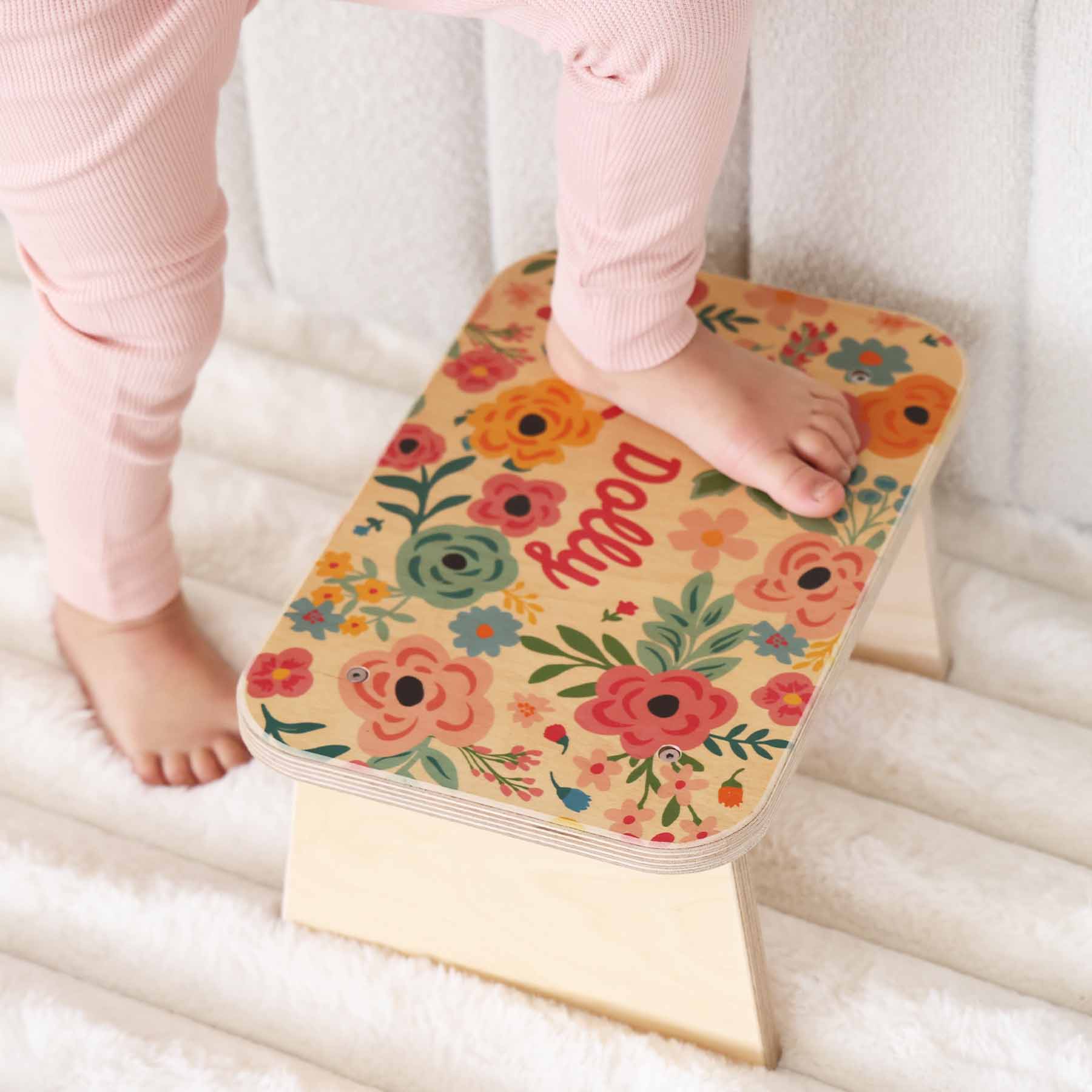 Kids Personalized Step Stool | Pretty Poppies - Image 3