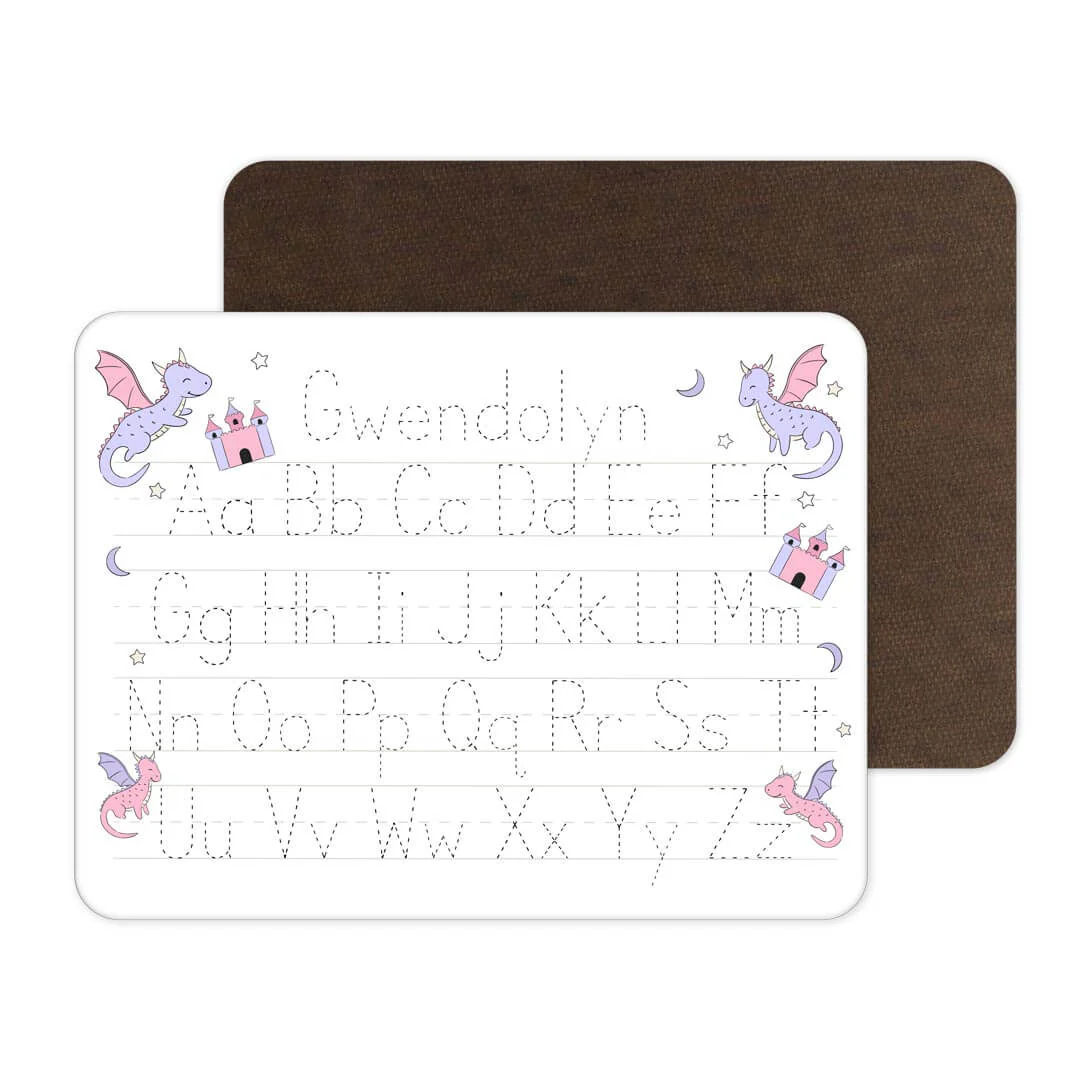 Kids Personalized Whiteboard | Dragon Adventure Pink - Image 2