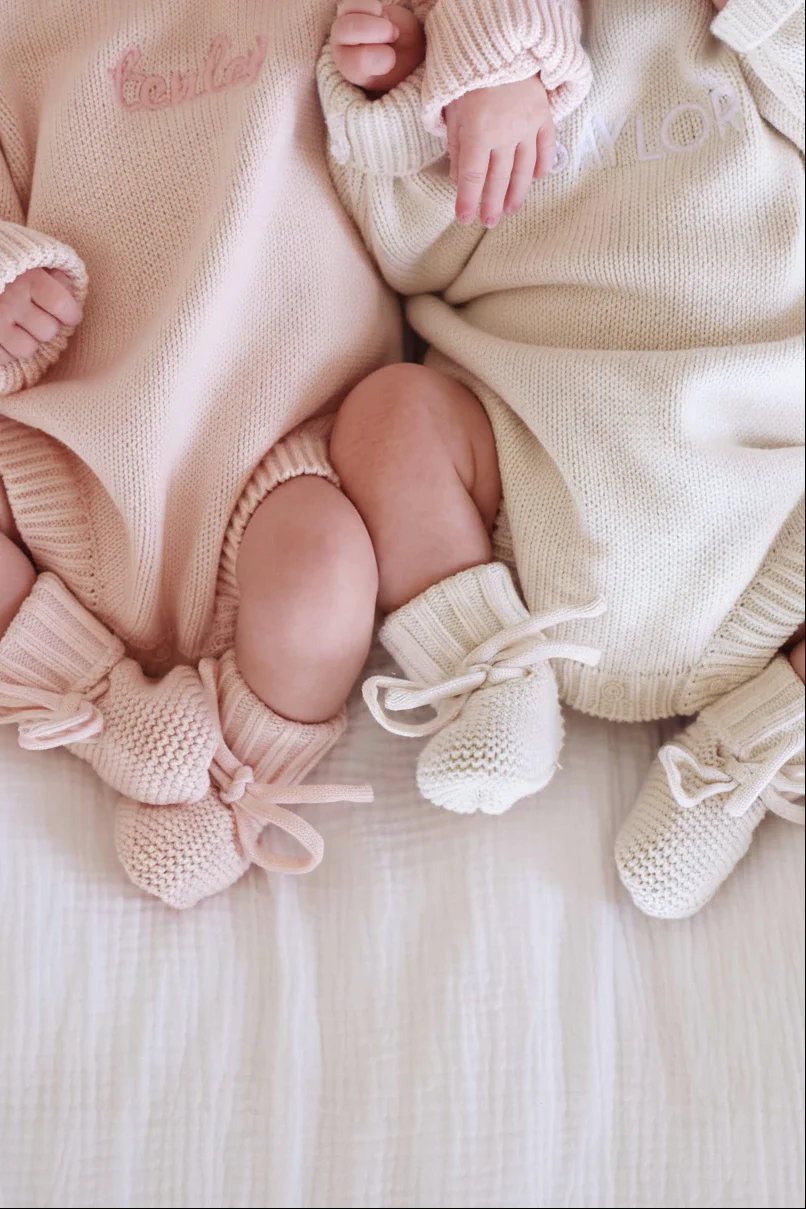 Embroidered Knit Sweater Bubble Romper | Tea Rose - Image 10