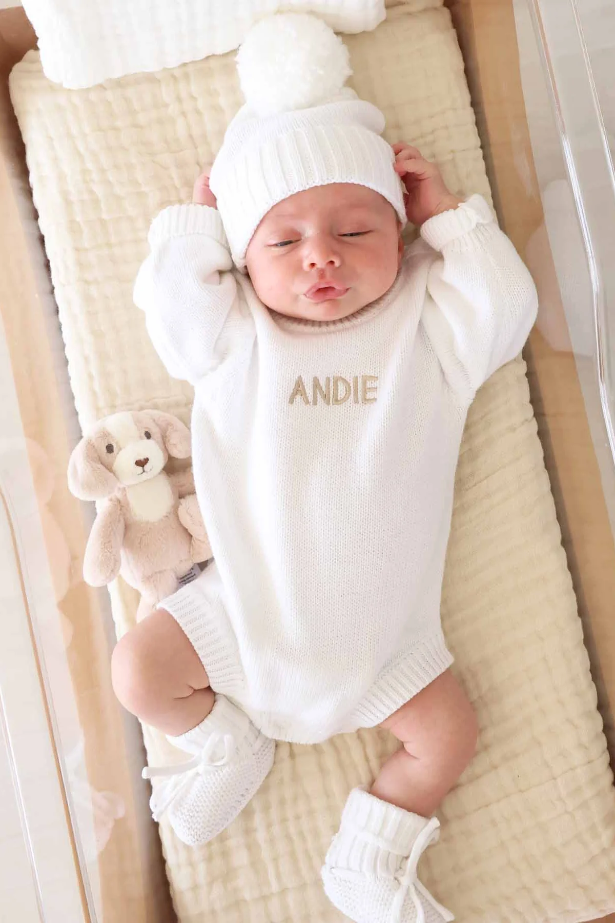 Embroidered Knit Sweater Bubble Romper | Snow - Image 4