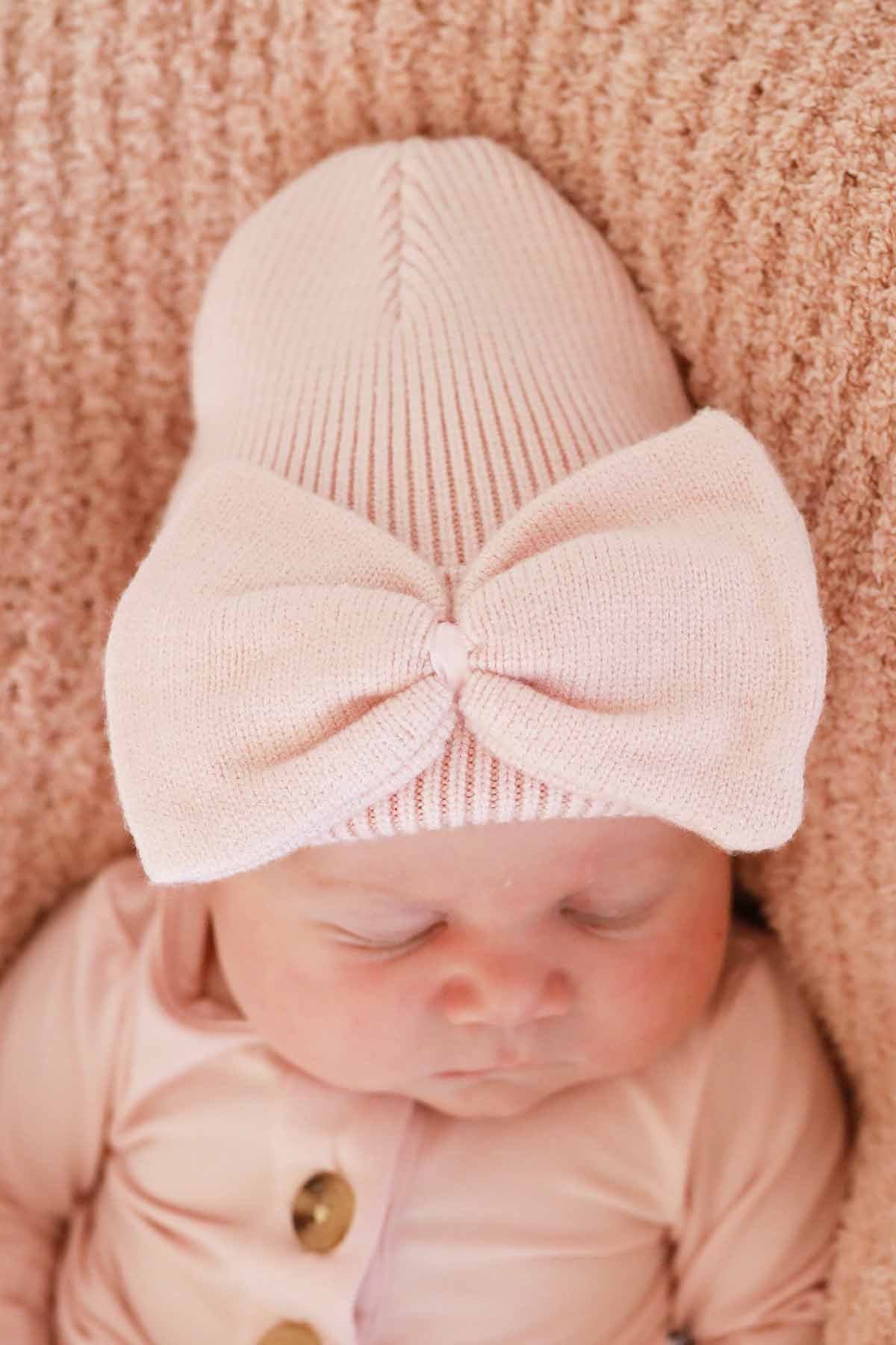 Knit Newborn Bow Beanies - Image 3