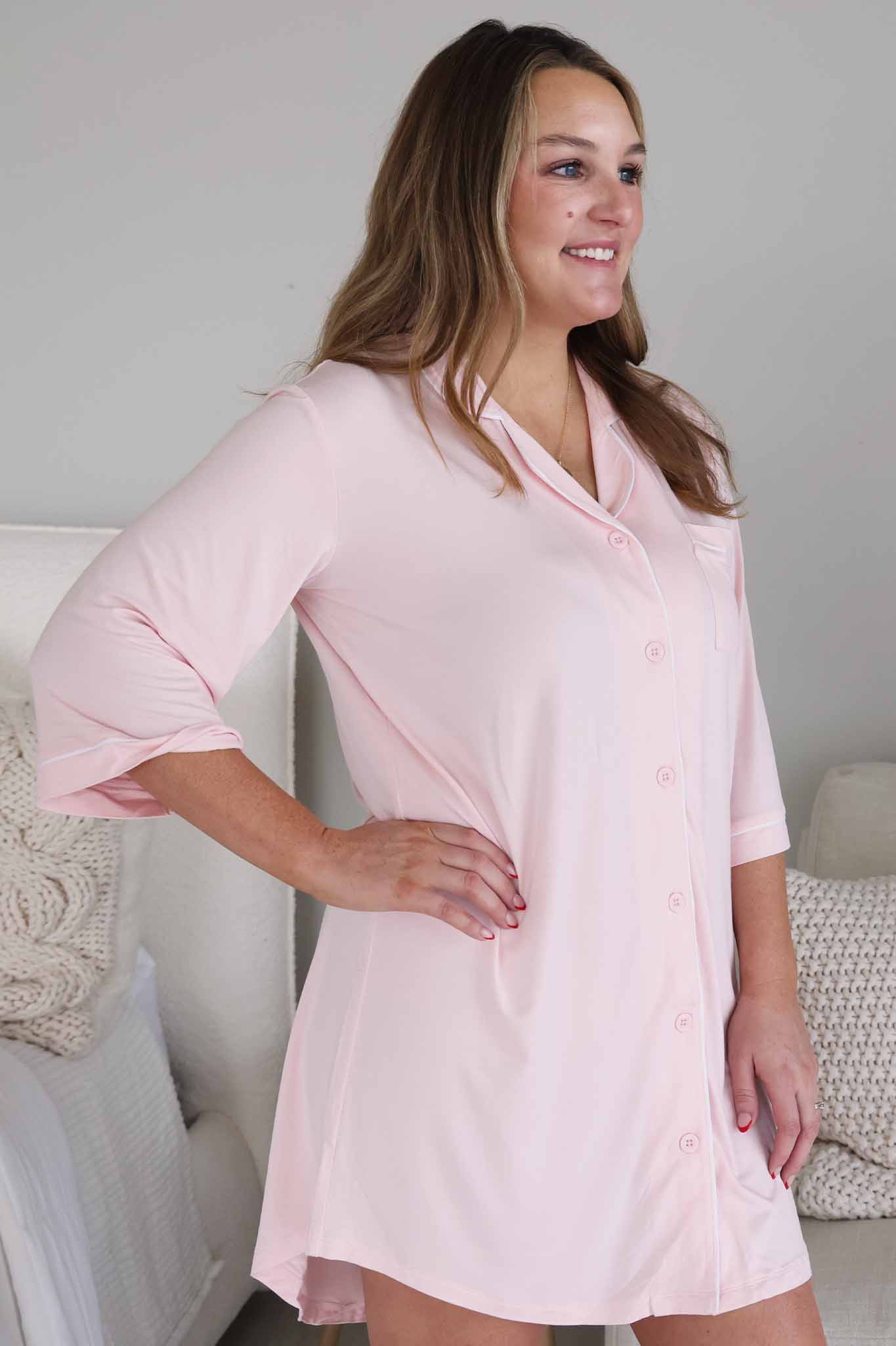 Labor & Delivery Nightgown | Baby Pink - Image 8