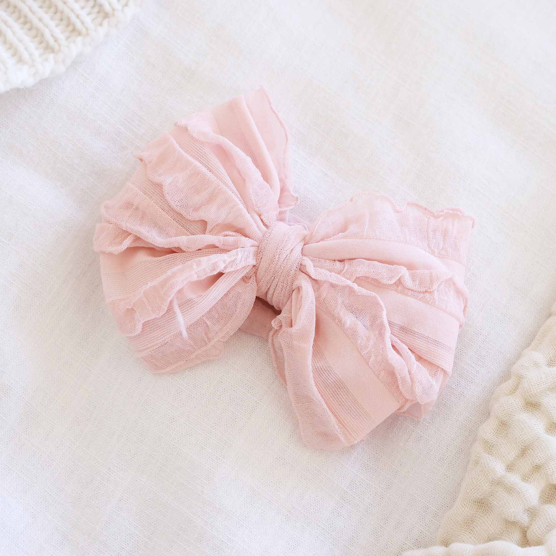 Large Ruffle Knit Bow | Pinks - Image 3