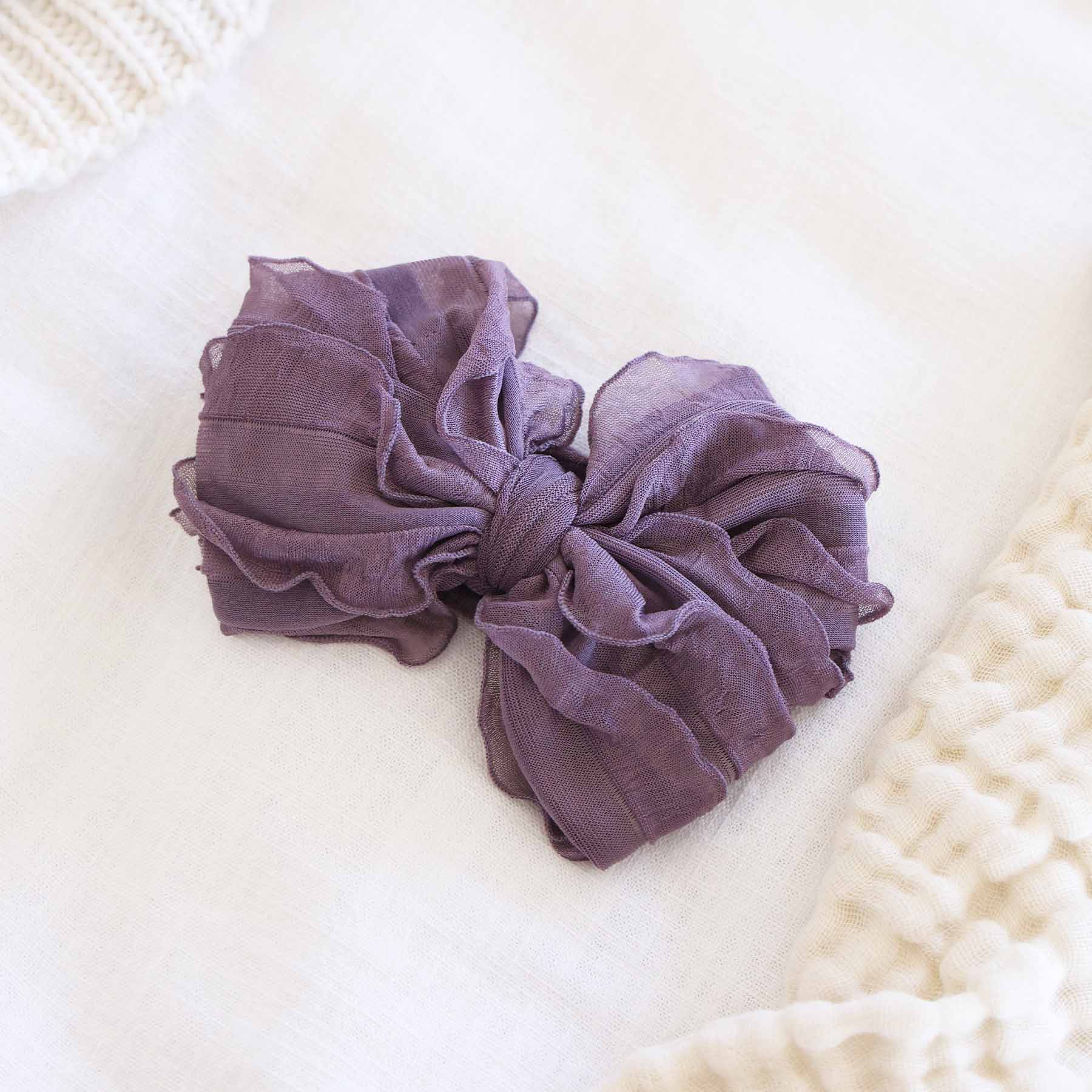 Large Ruffle Knit Bow | Purples - Image 4