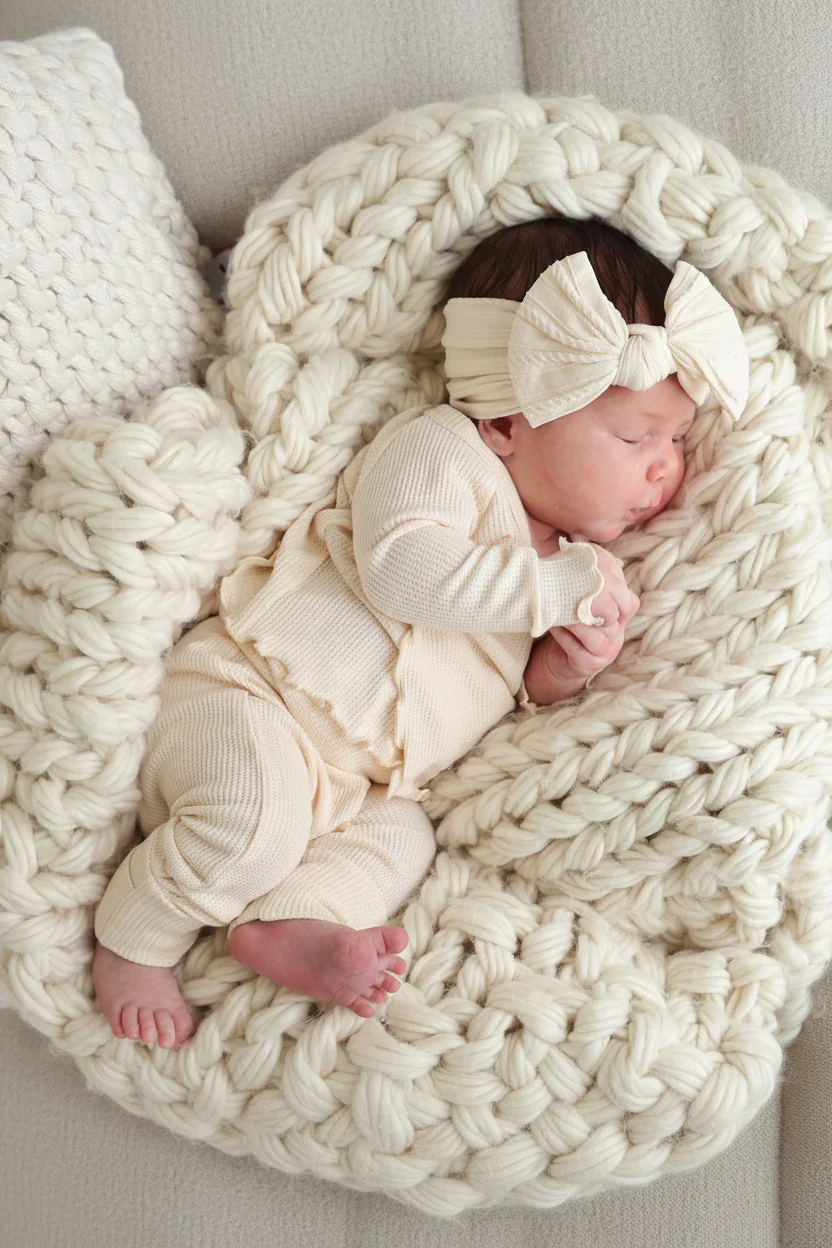 Large Soft Cable Knit Bow - Image 4