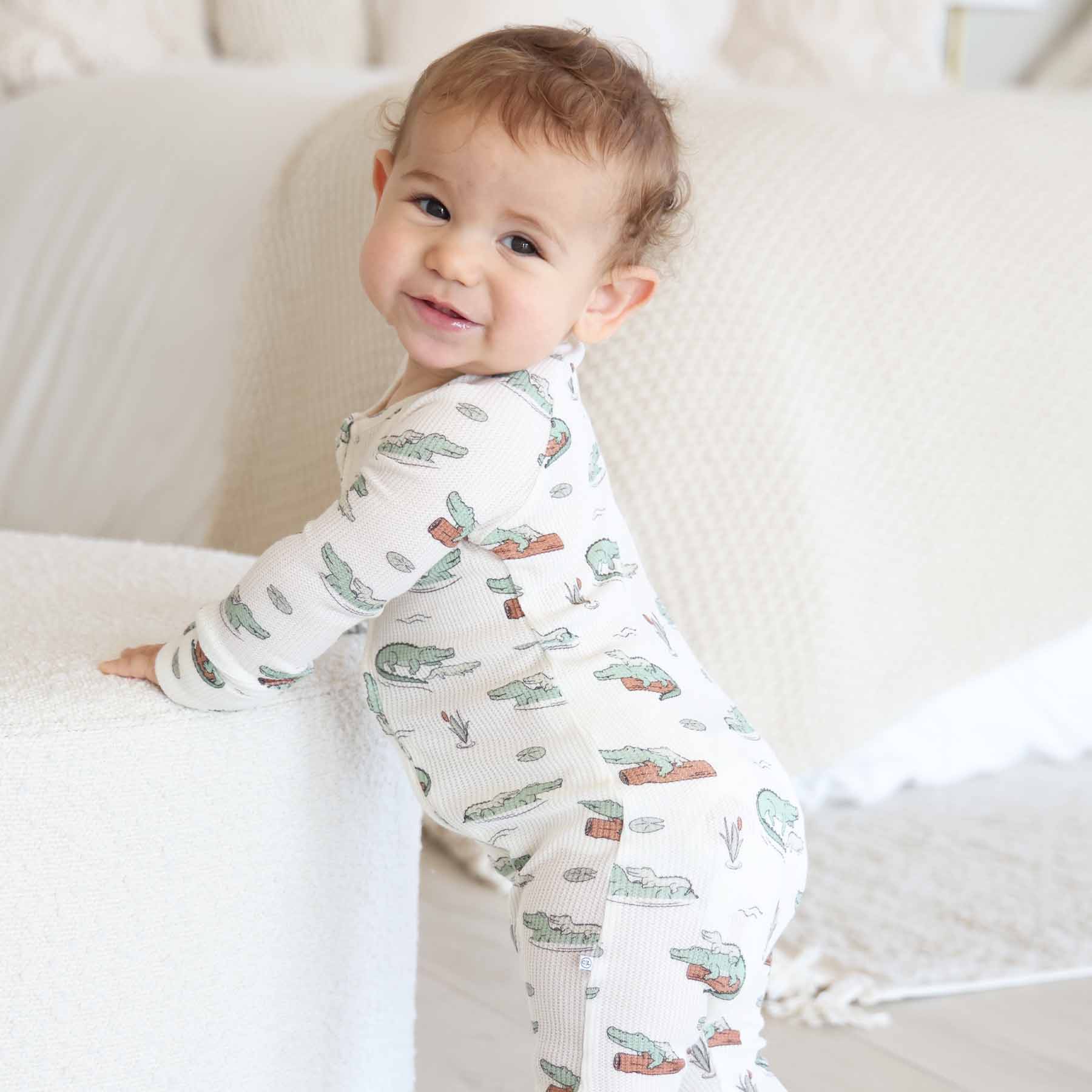 Later Gator Bamboo Waffle Convertible Zip Romper - Image 3