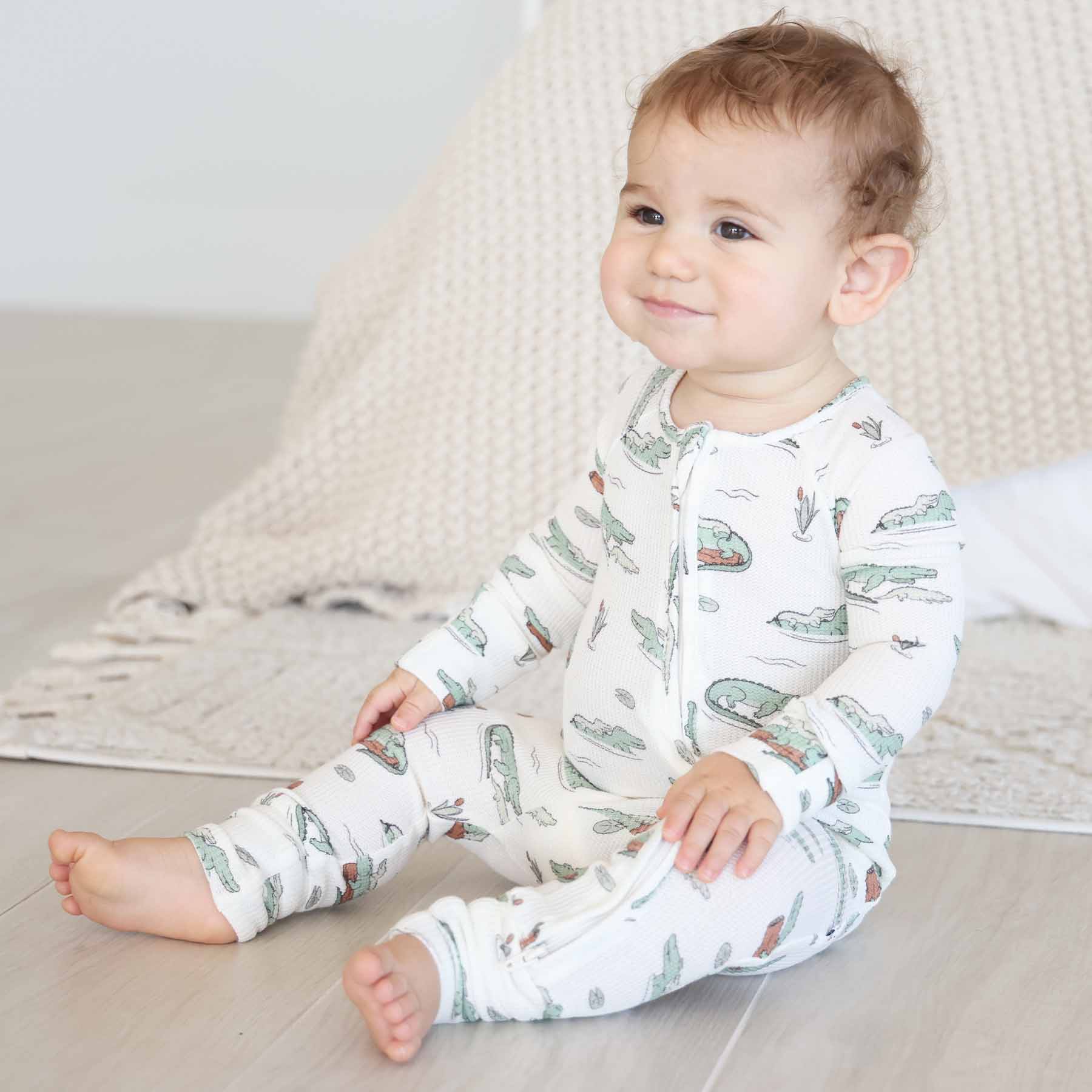 Later Gator Bamboo Waffle Convertible Zip Romper - Image 5
