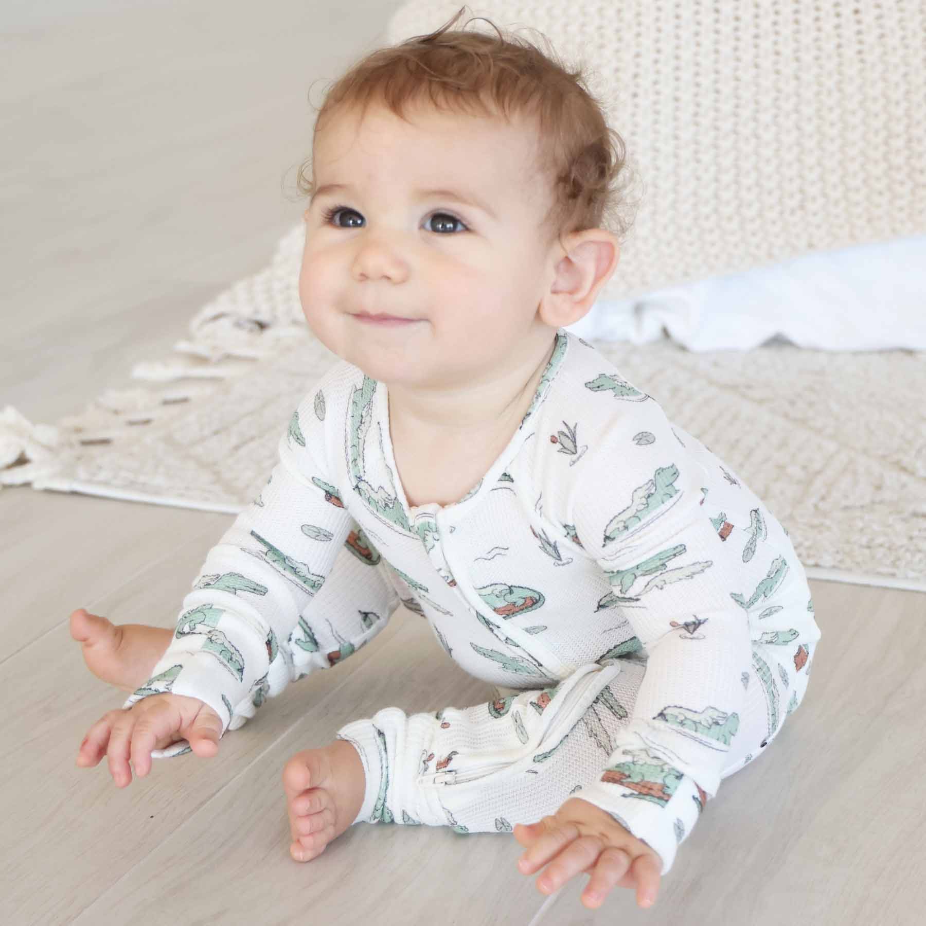 Later Gator Bamboo Waffle Convertible Zip Romper - Image 8