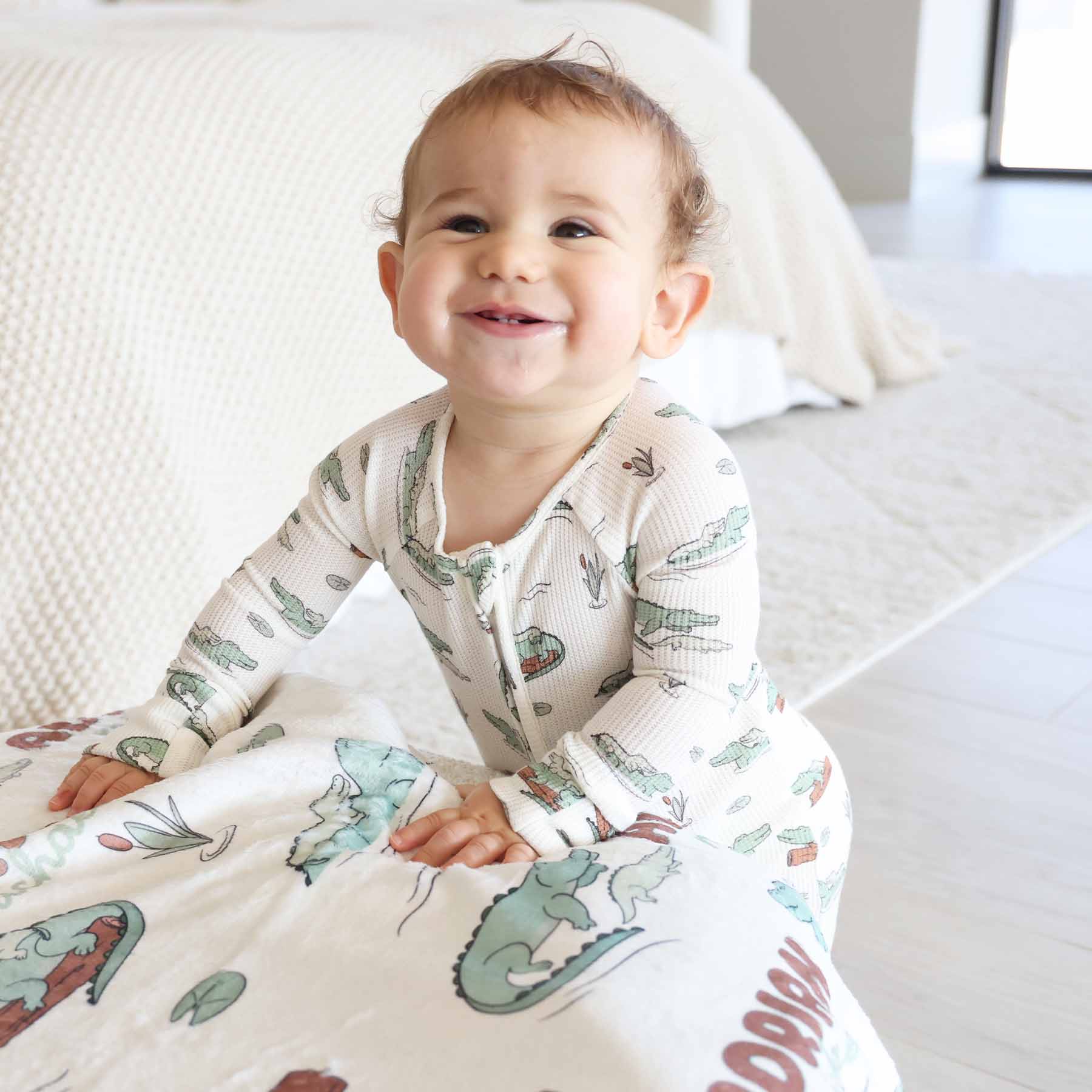 Later Gator Bamboo Waffle Convertible Zip Romper - Image 9