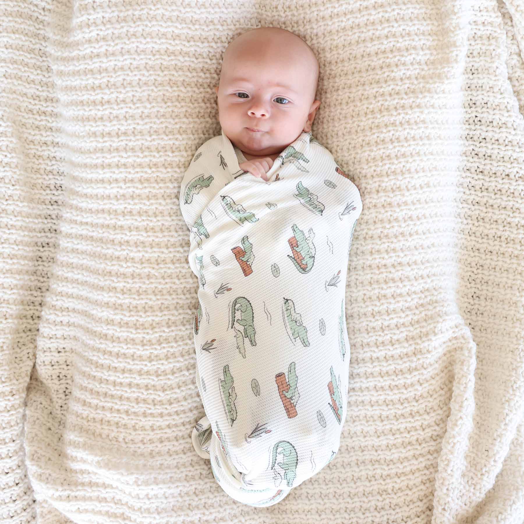 Later Gator Bamboo Waffle Oversized Swaddle Blanket - Image 4