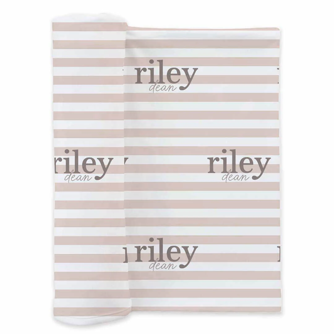 Latte Stripes Personalized Swaddle Blanket - Image 2