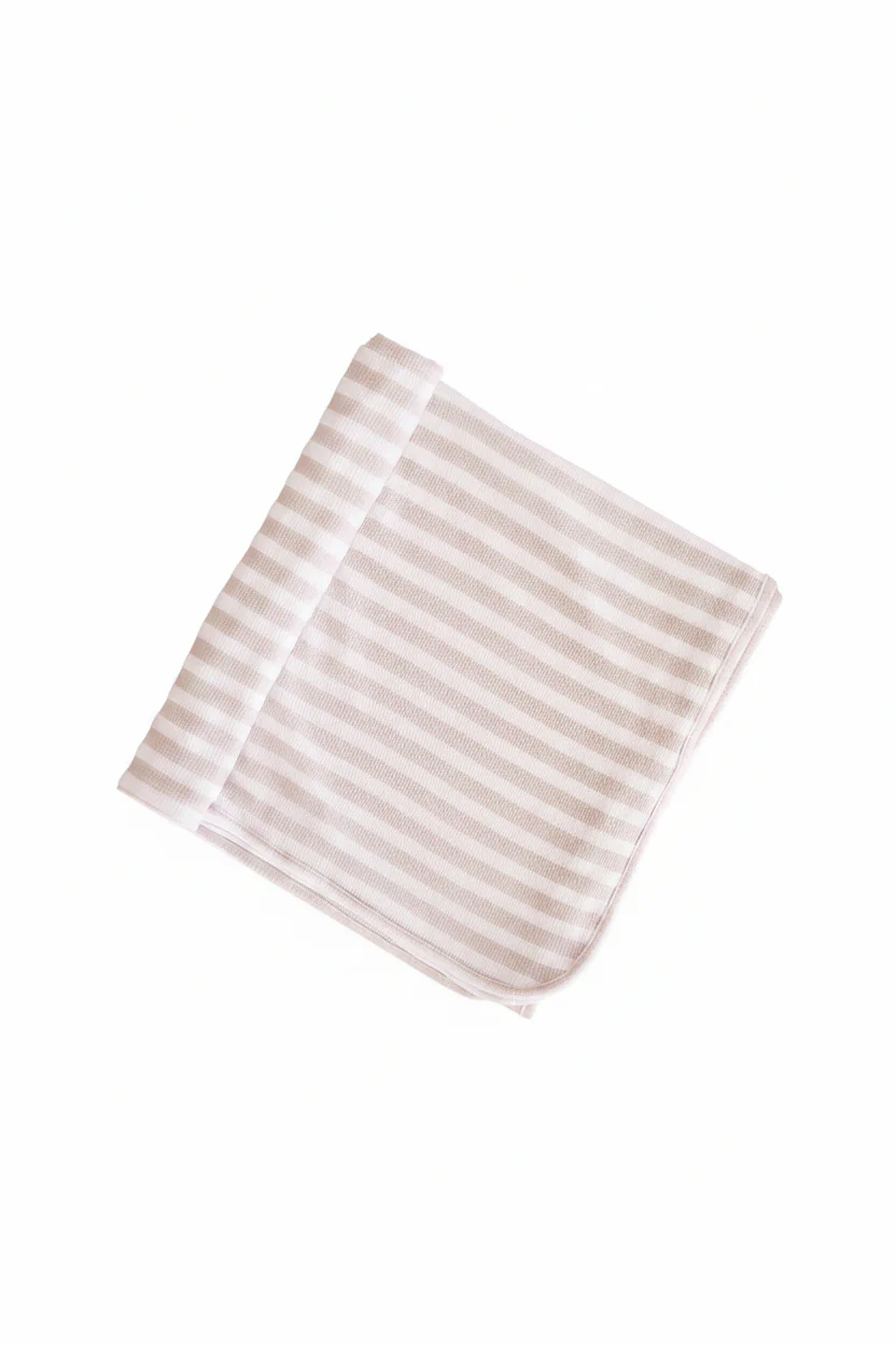 Latte Stripes Bamboo Waffle Oversized Swaddle Blanket - Image 2