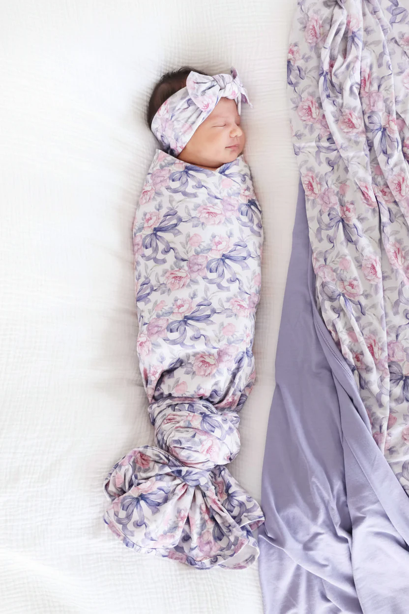 Leighton's Lavender Knit Large Bow Headwrap - Image 2