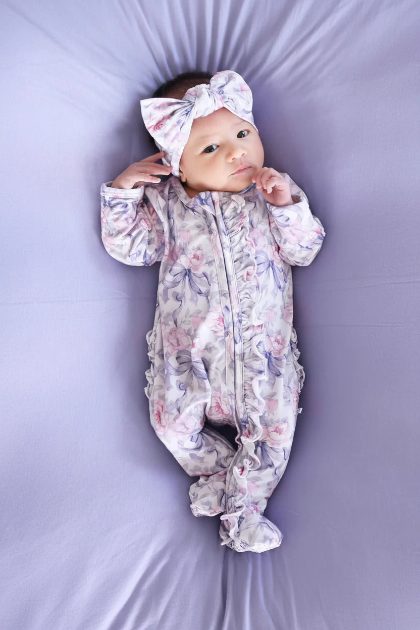 Leighton's Lavender Knit Large Bow Headwrap - Image 4