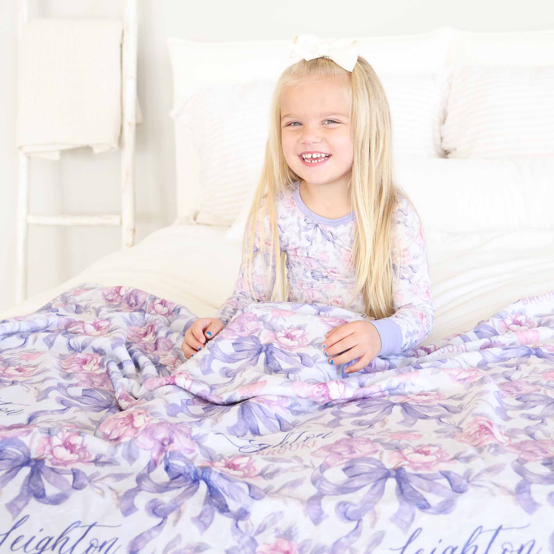 Leighton's Lavender Personalized Kids Blanket - Image 5