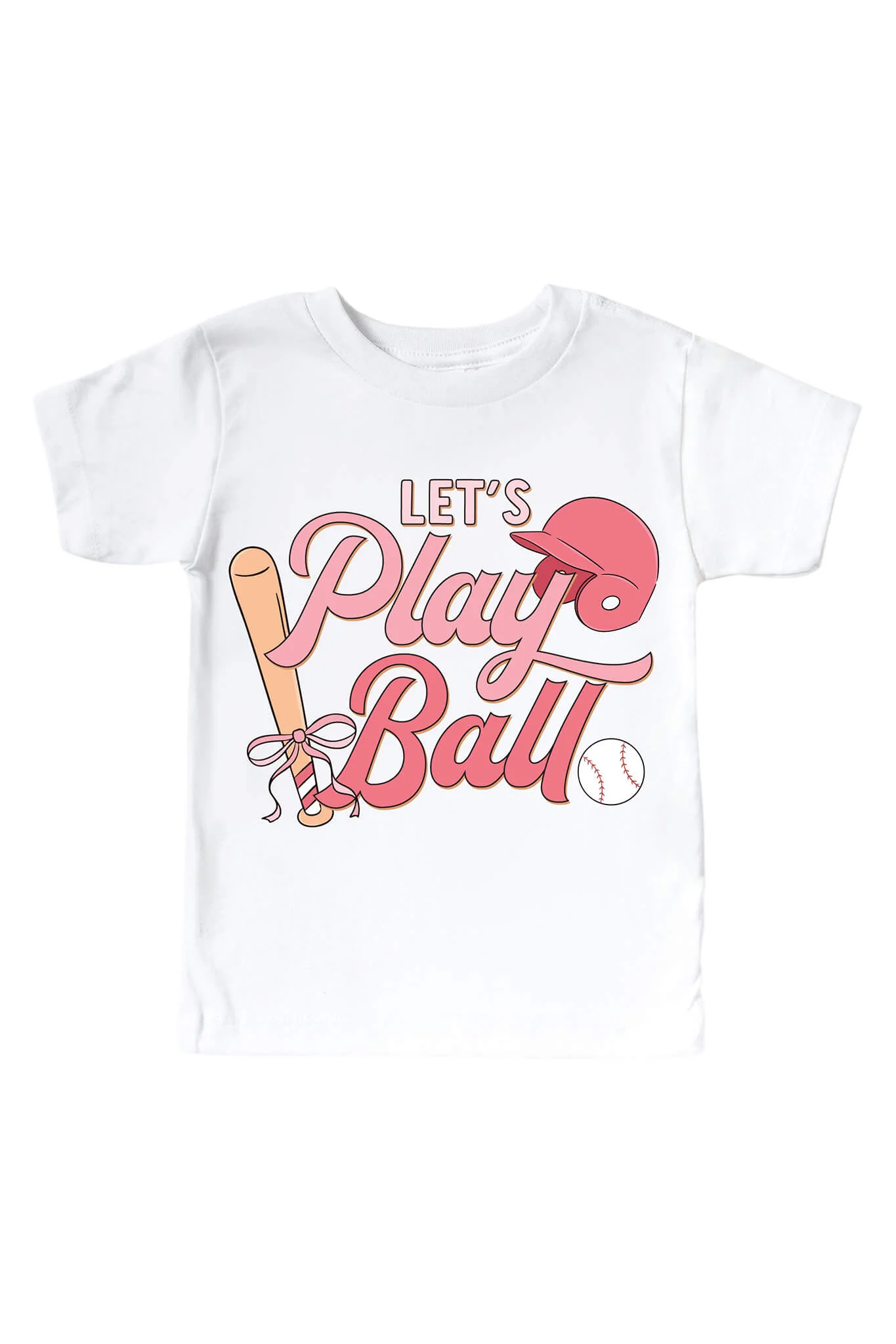 Let's Play Ball Pink Graphic Bodysuit & Kids Tee | White - Image 3