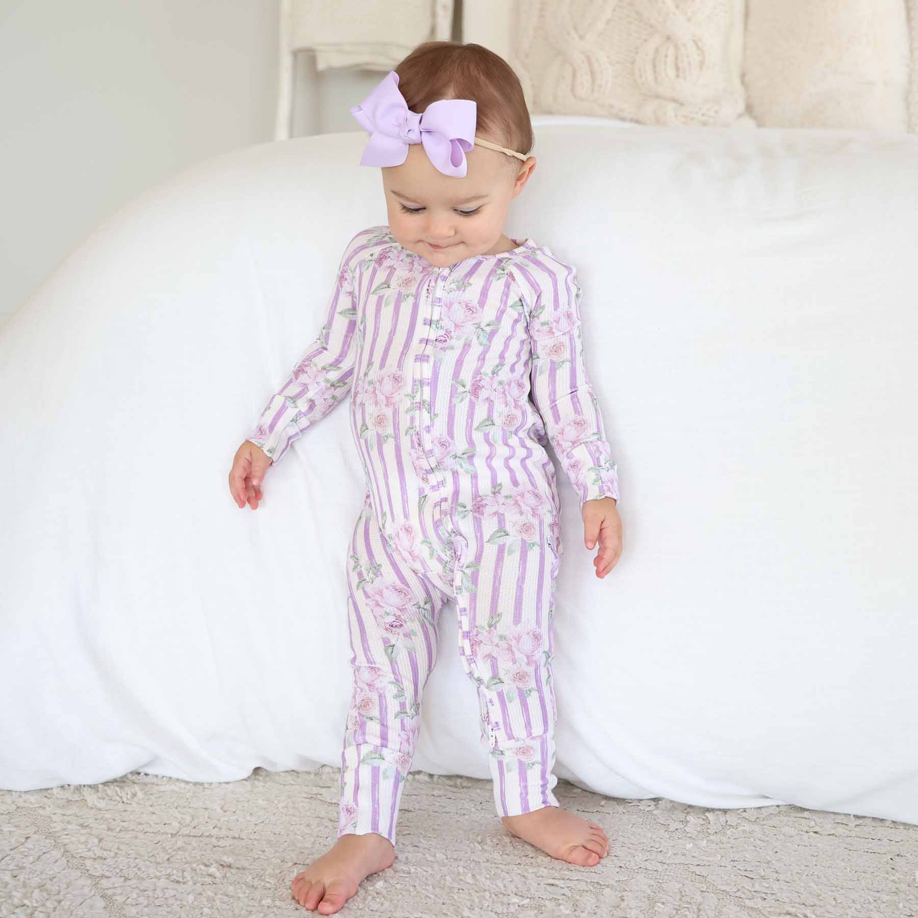 Lila's Lilacs Bamboo Waffle Convertible Zip Romper - Image 7