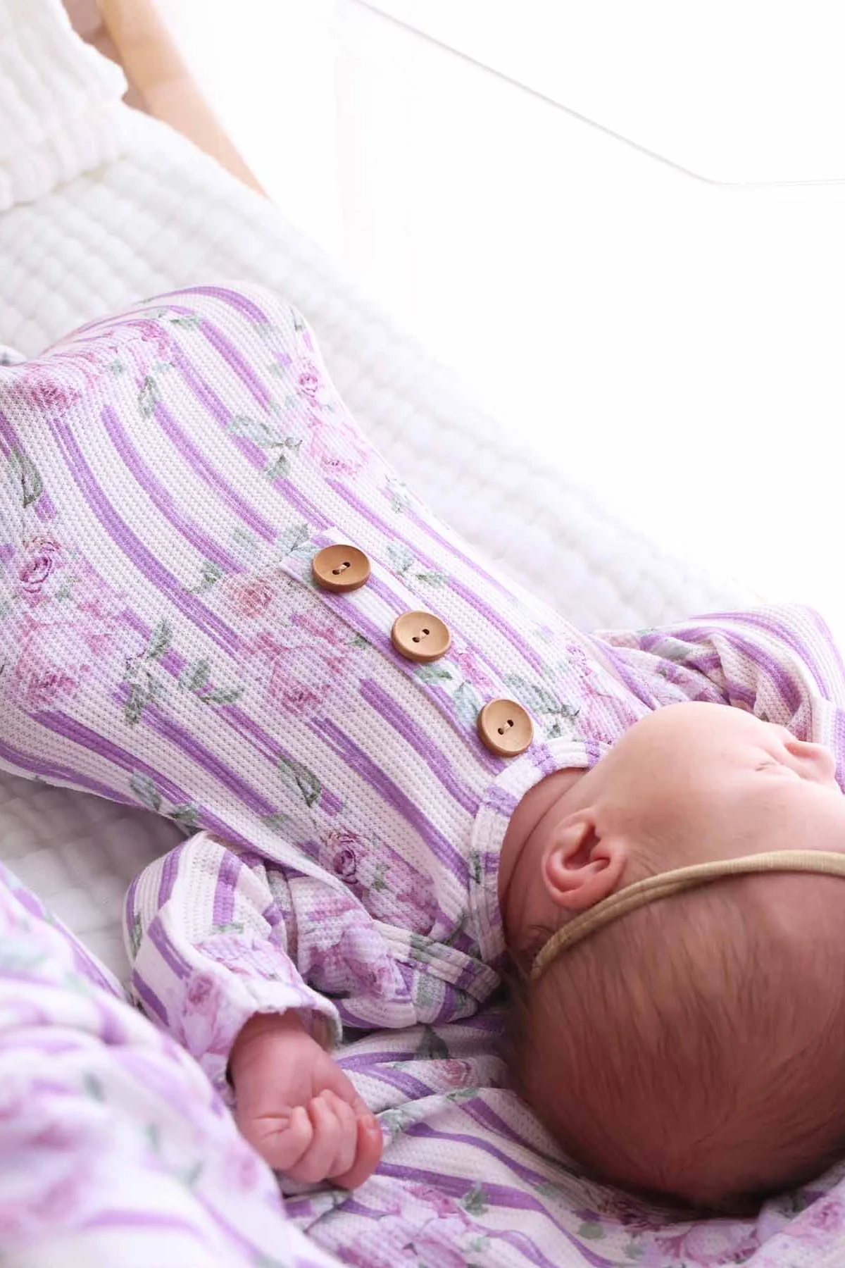 Lila's Lilacs Bamboo Waffle Newborn Baby Knot Gown & Hat Set - Image 7