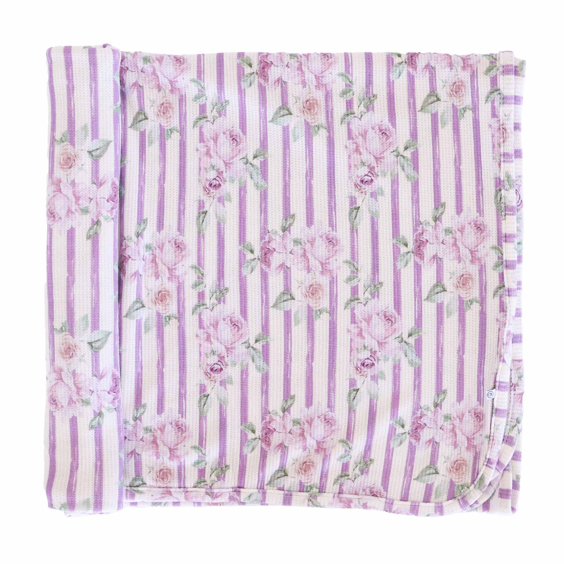 Lila's Lilacs Bamboo Waffle Oversized Swaddle Blanket - Image 2