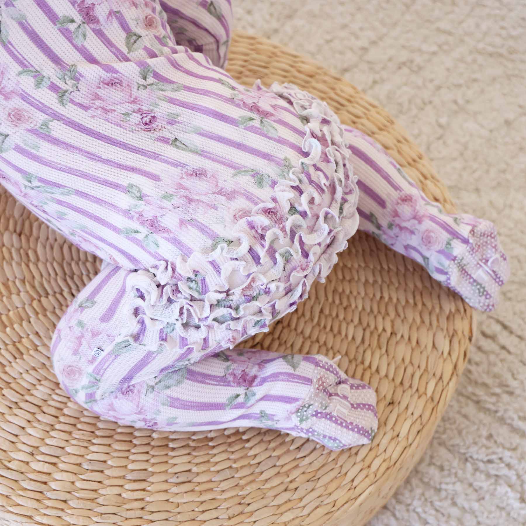 Lila's Lilacs Bamboo Waffle Ruffle Zipper Footie - Image 9
