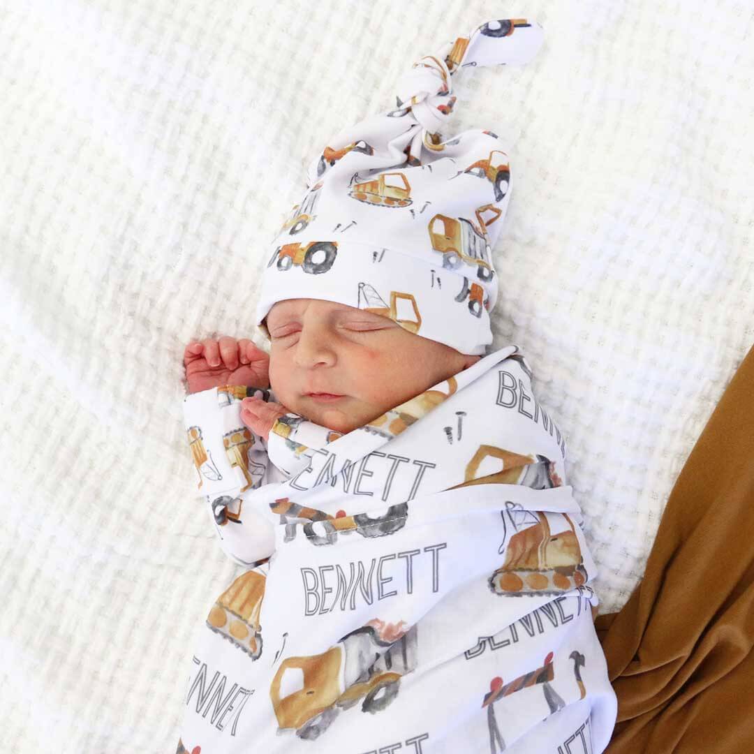 Little Digger Personalized Baby Name Swaddle - Image 3