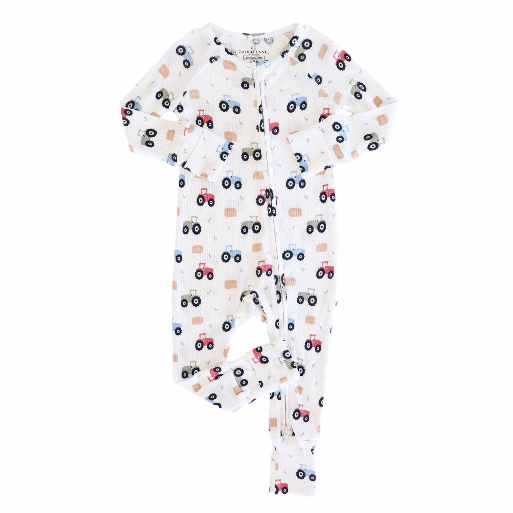 Little Farmer Bamboo Waffle Convertible Zip Romper - Image 6