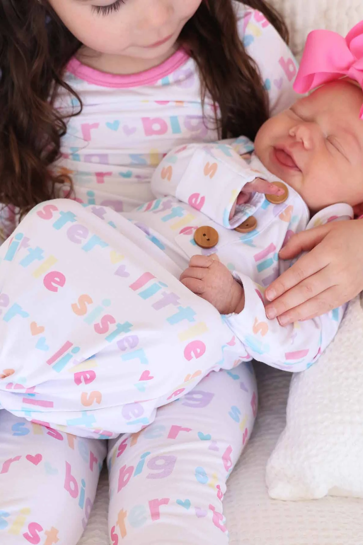 Little Sister Newborn Baby Knot Gown & Hat Set - Image 6