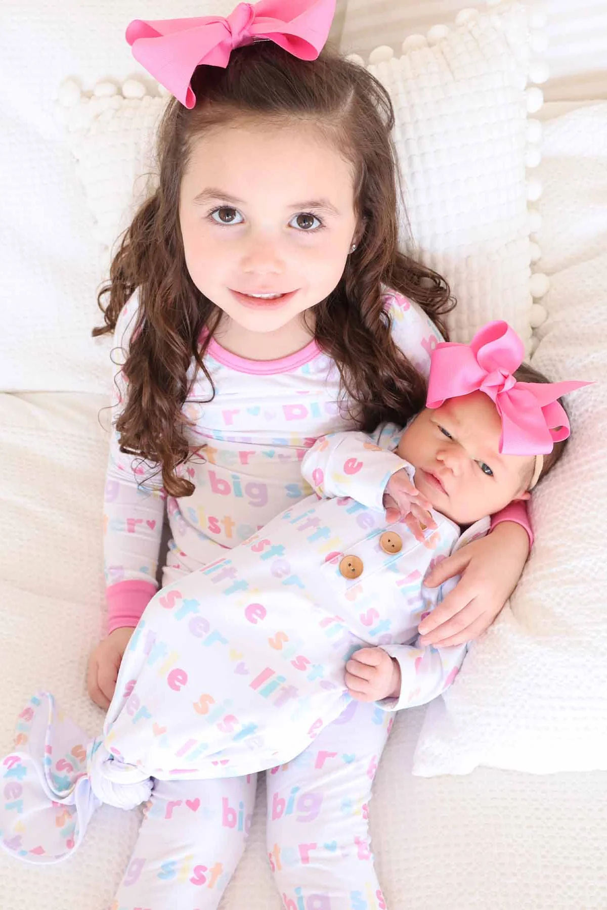 Little Sister Newborn Baby Knot Gown & Hat Set - Image 7