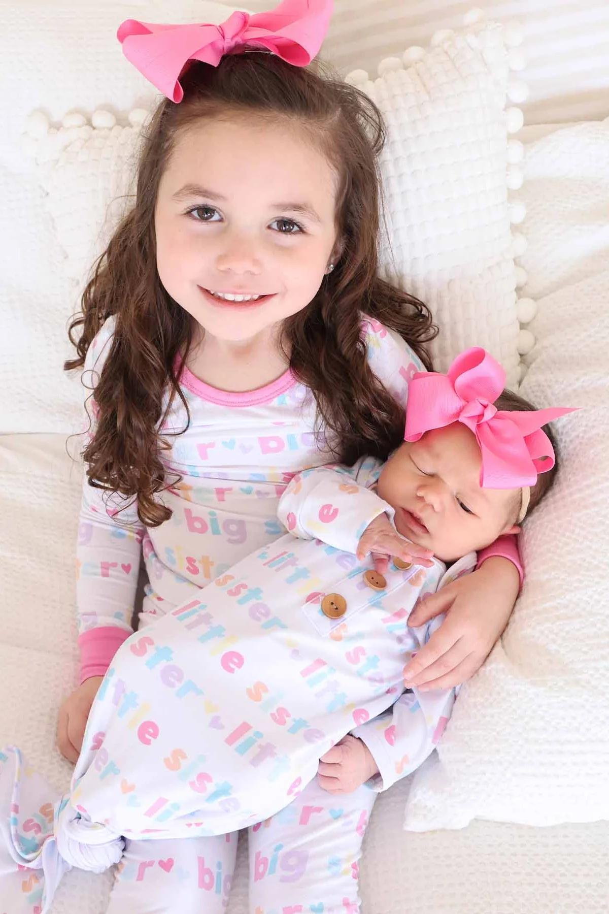 Little Sister Newborn Baby Knot Gown & Hat Set - Image 9