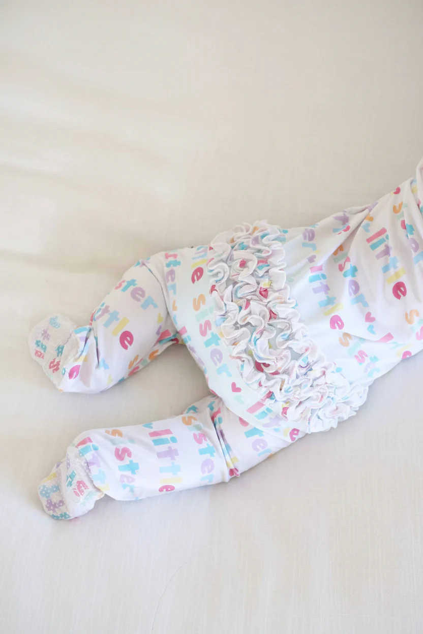 Little Sister Ruffle Zipper Footie - Image 3