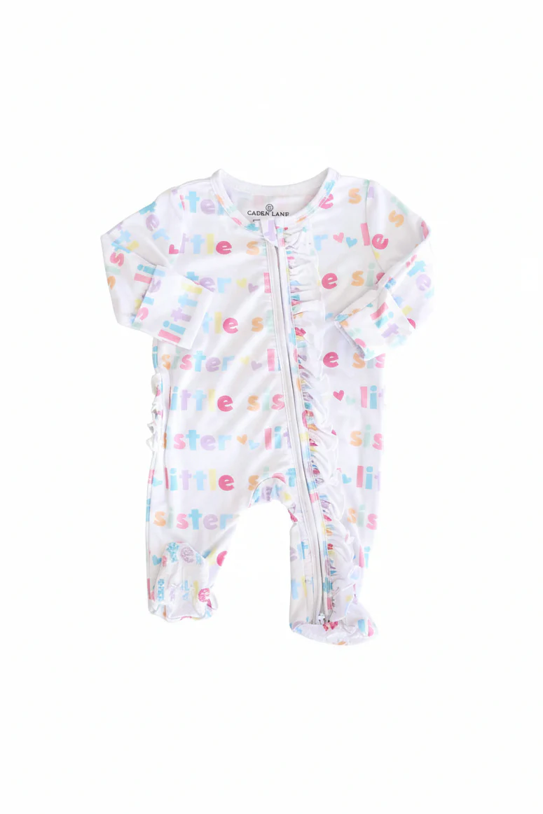 Little Sister Ruffle Zipper Footie - Image 9