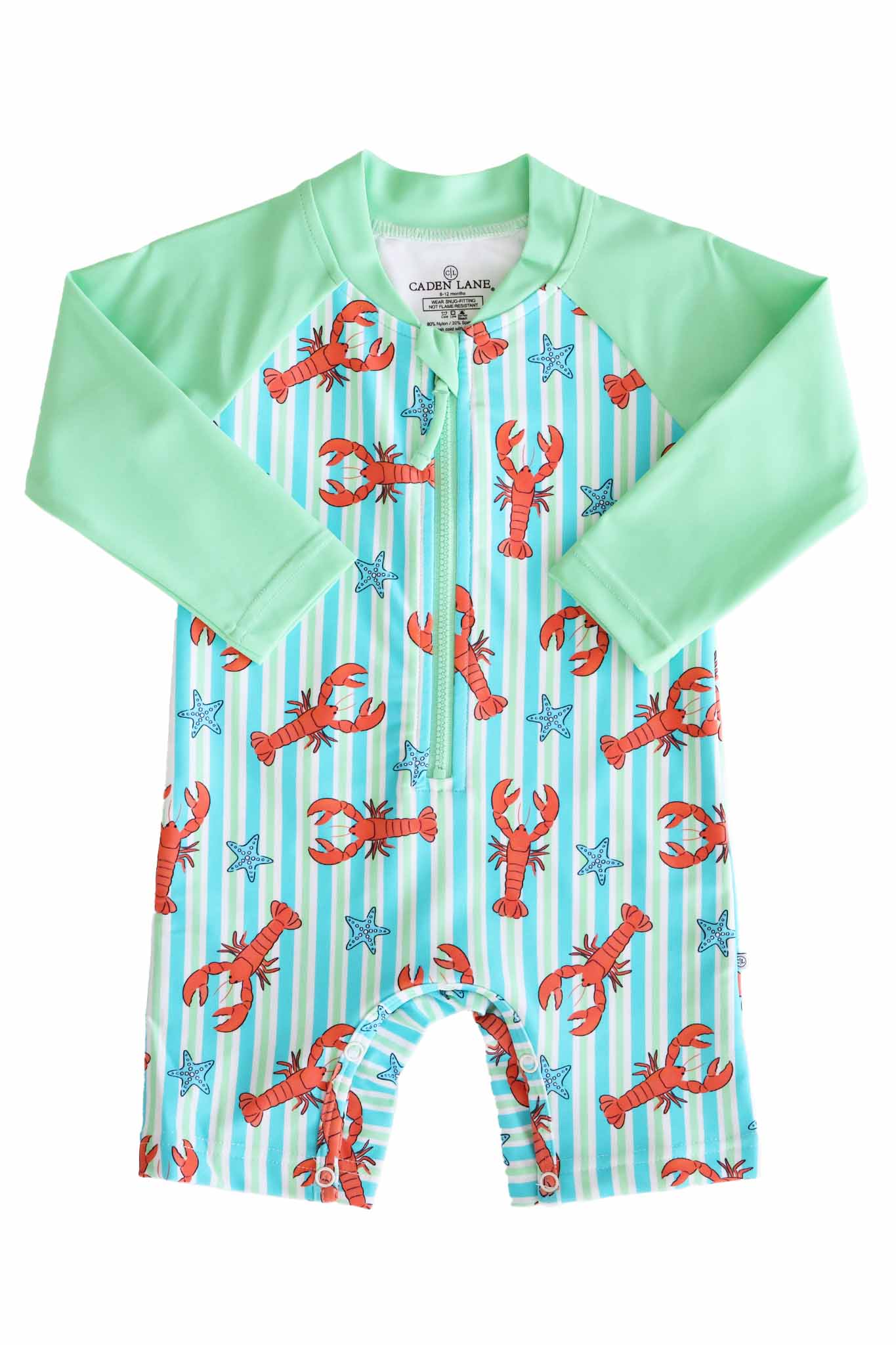 Long Sleeve Rash Guard Swim Romper Shortie | Pinch Me Blue - Image 6