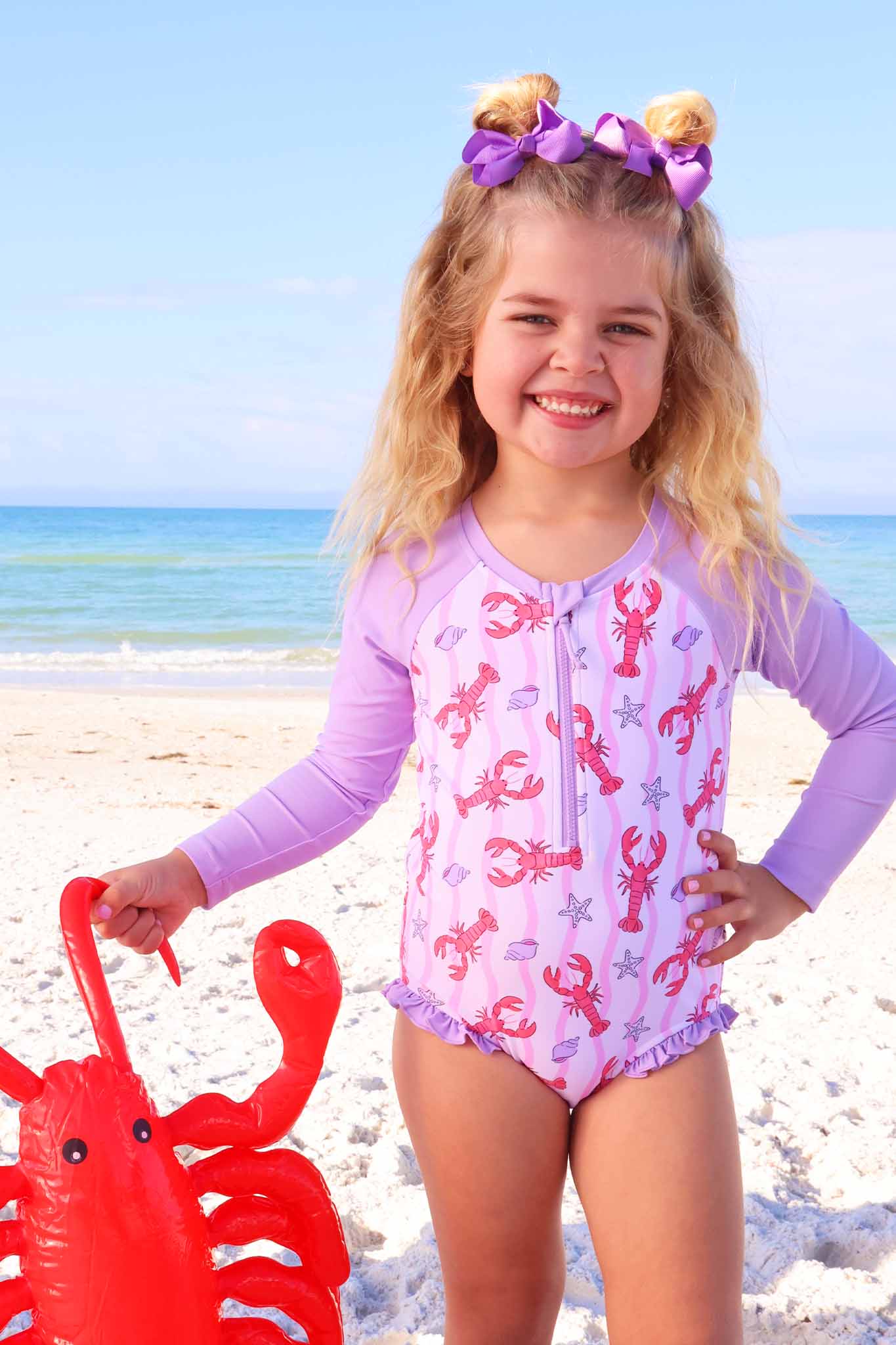 Long Sleeve Rash Guard with Front Zipper | Pinch Me Pink - Image 5