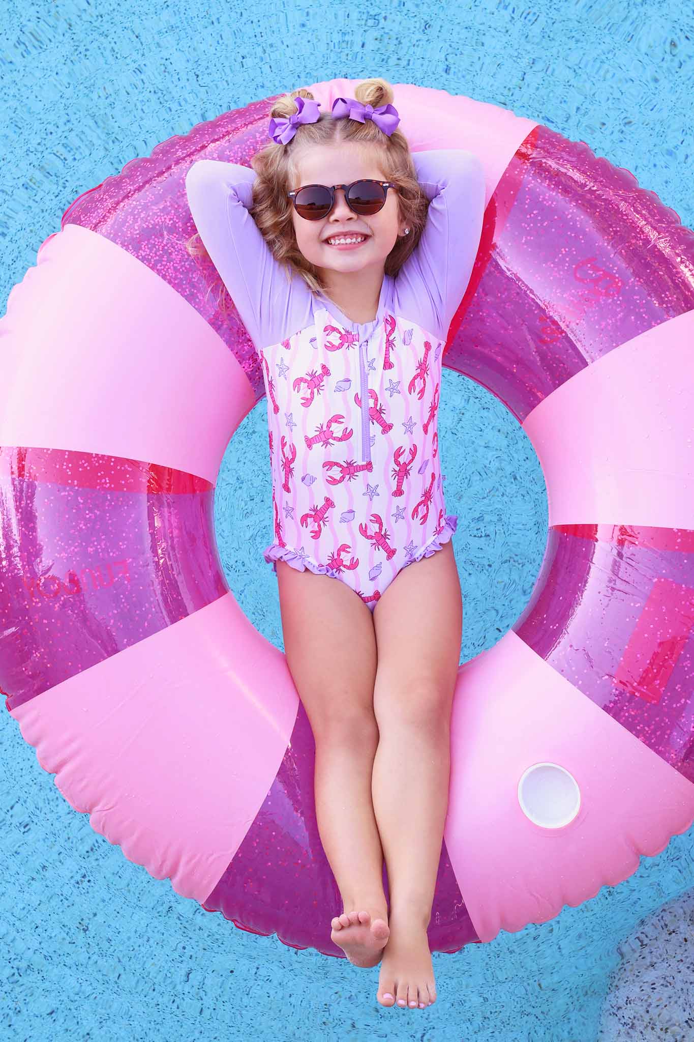 Long Sleeve Rash Guard with Front Zipper | Pinch Me Pink - Image 7
