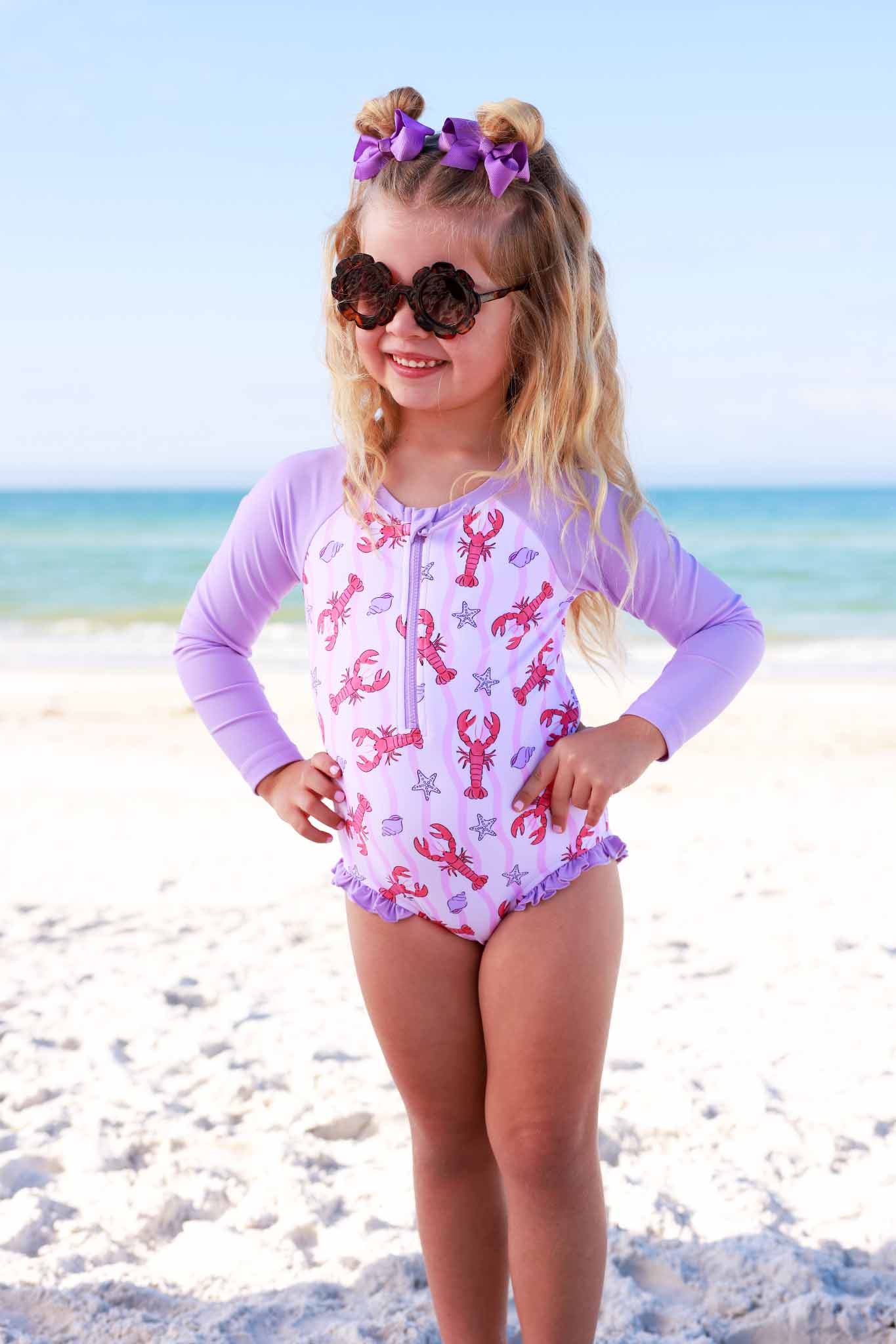 Long Sleeve Rash Guard with Front Zipper | Pinch Me Pink - Image 9