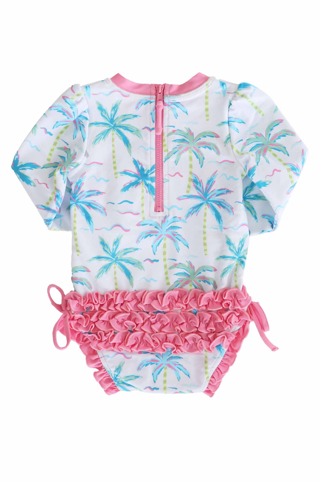 Long Sleeve Rash Guard With Ruffle Bottom | Blue Lagoon - Image 7
