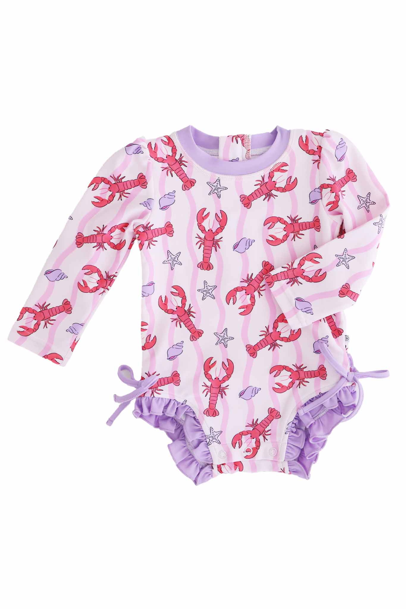 Long Sleeve Rash Guard With Ruffle Bottom | Pinch Me Pink - Image 11