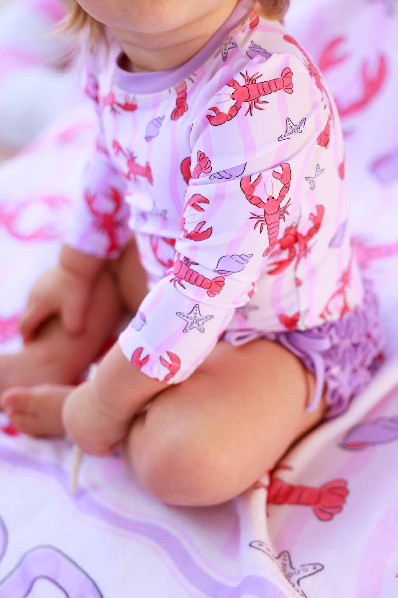 Long Sleeve Rash Guard With Ruffle Bottom | Pinch Me Pink - Image 17